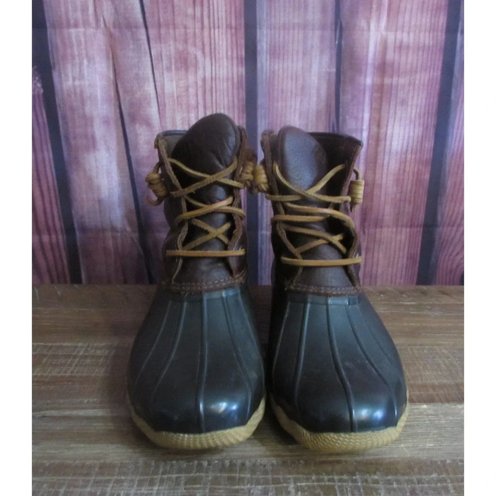Sperry Women's Saltwater Duck Boots Brown Leather Waterproof Rain Size 9 M